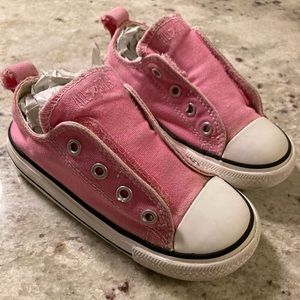 Little Girls Size 9 Pink Converse with Velcro